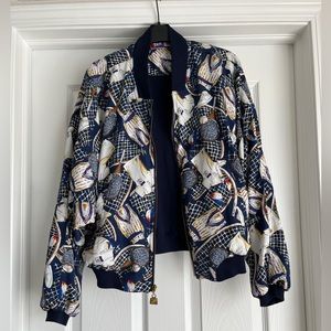 Tail Pattern Bomber Sports Jacket 80s Aesthetic